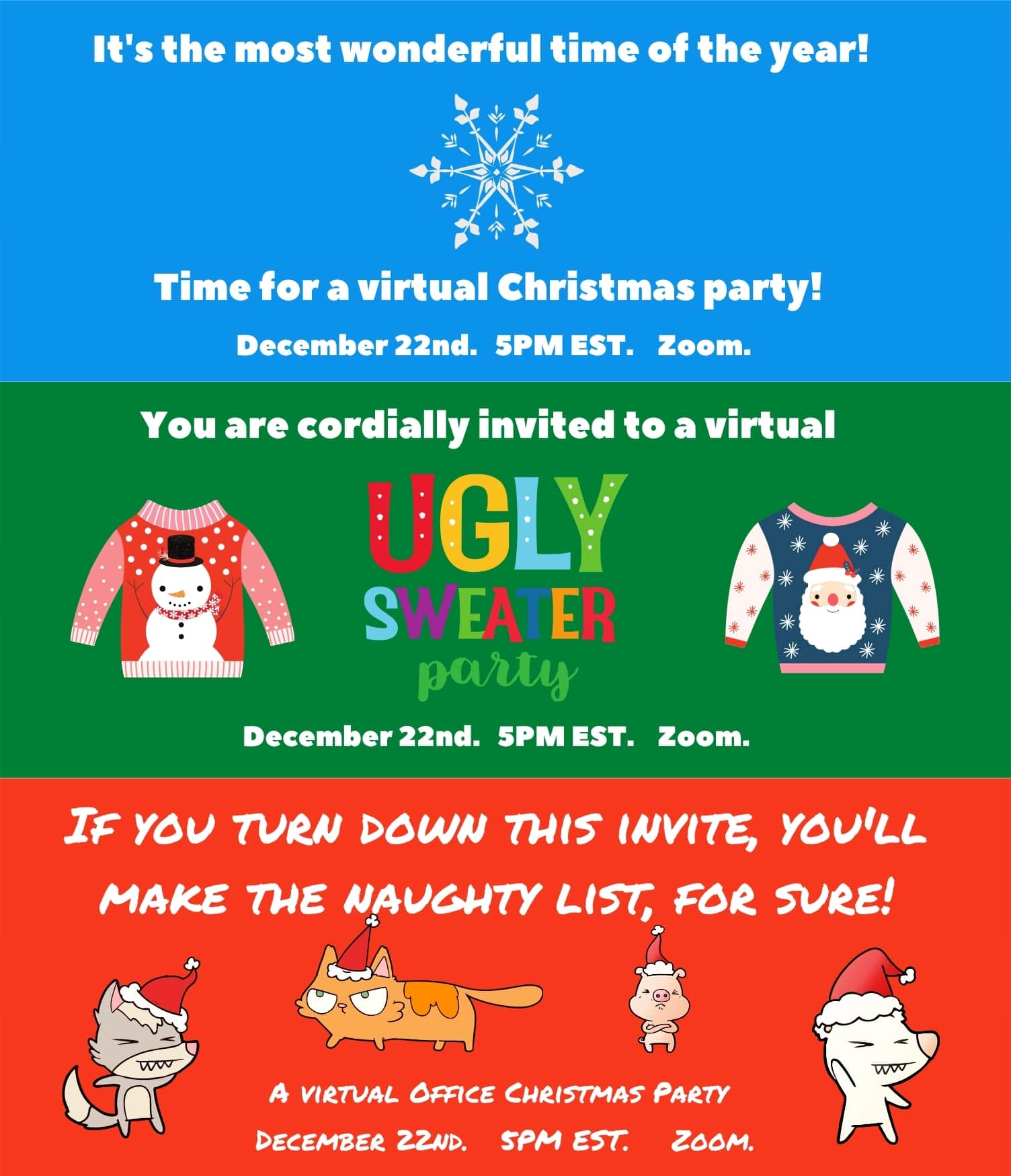 examples of holiday party invitations for virtual