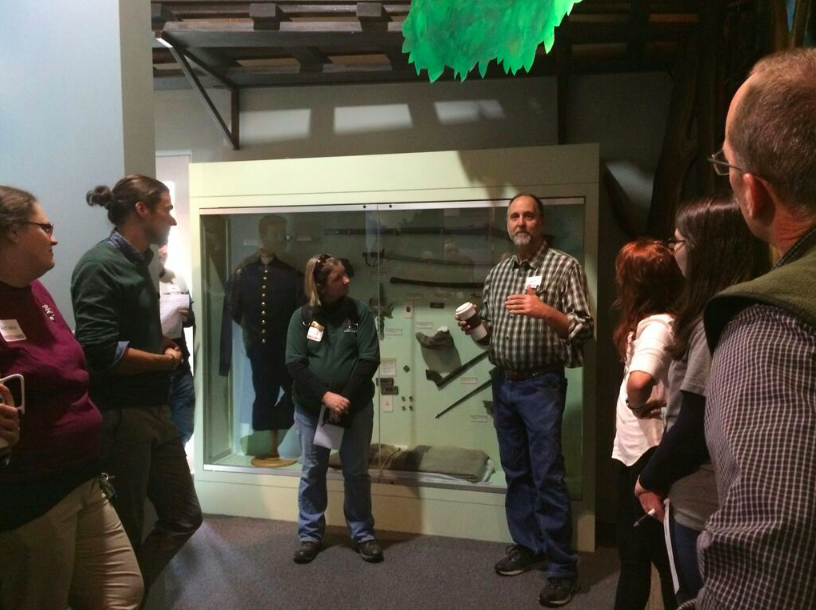 Practice makes perfect! Workshop attendees practice storytelling about the Civil War, right in their museum! 